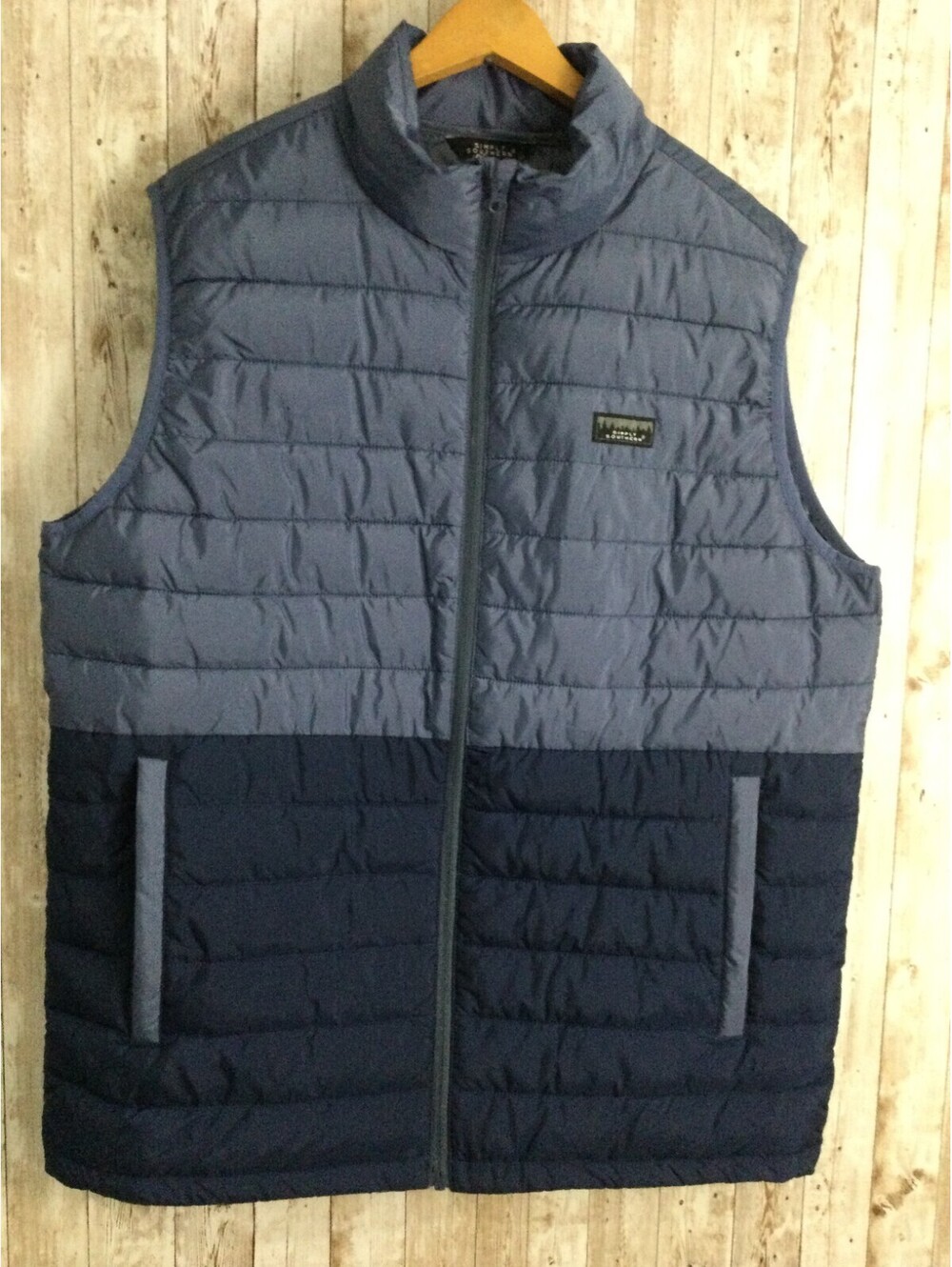 Simply Southern Men’s 2 Tone Blue Puffer Vest Full Zip Size XL Nice